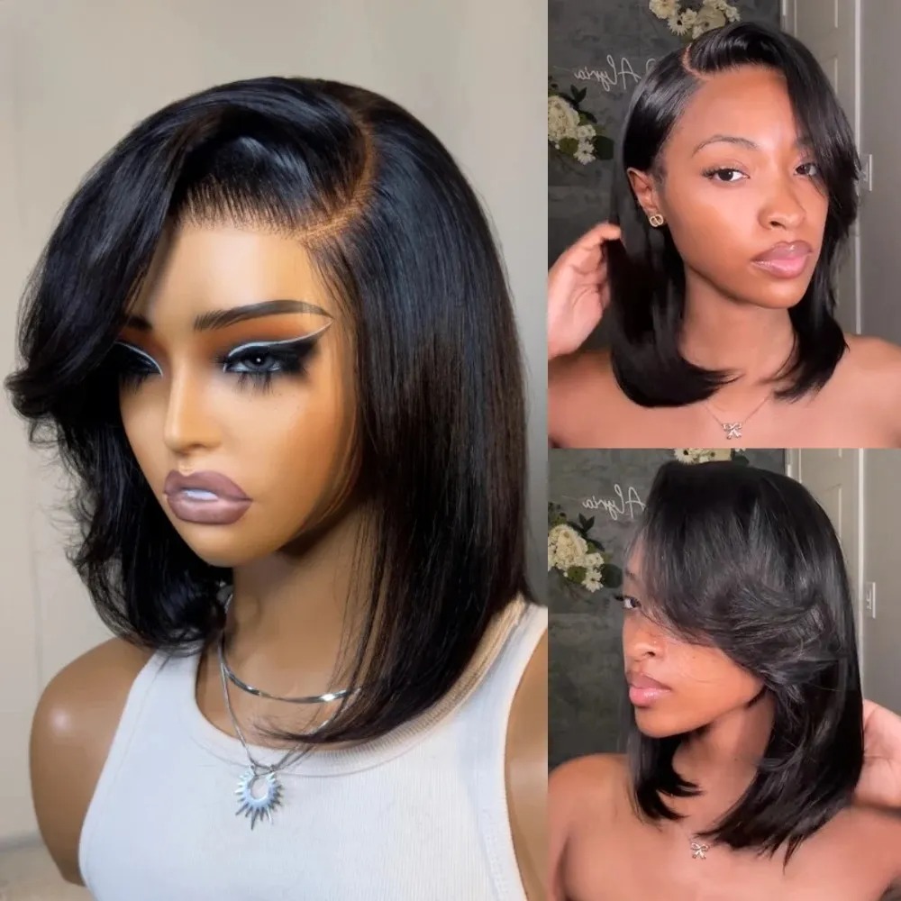 Perruque Lace Front Courte Bob - Hd Lace Frontal Wig Human Hair Pre Plucked avis et prix