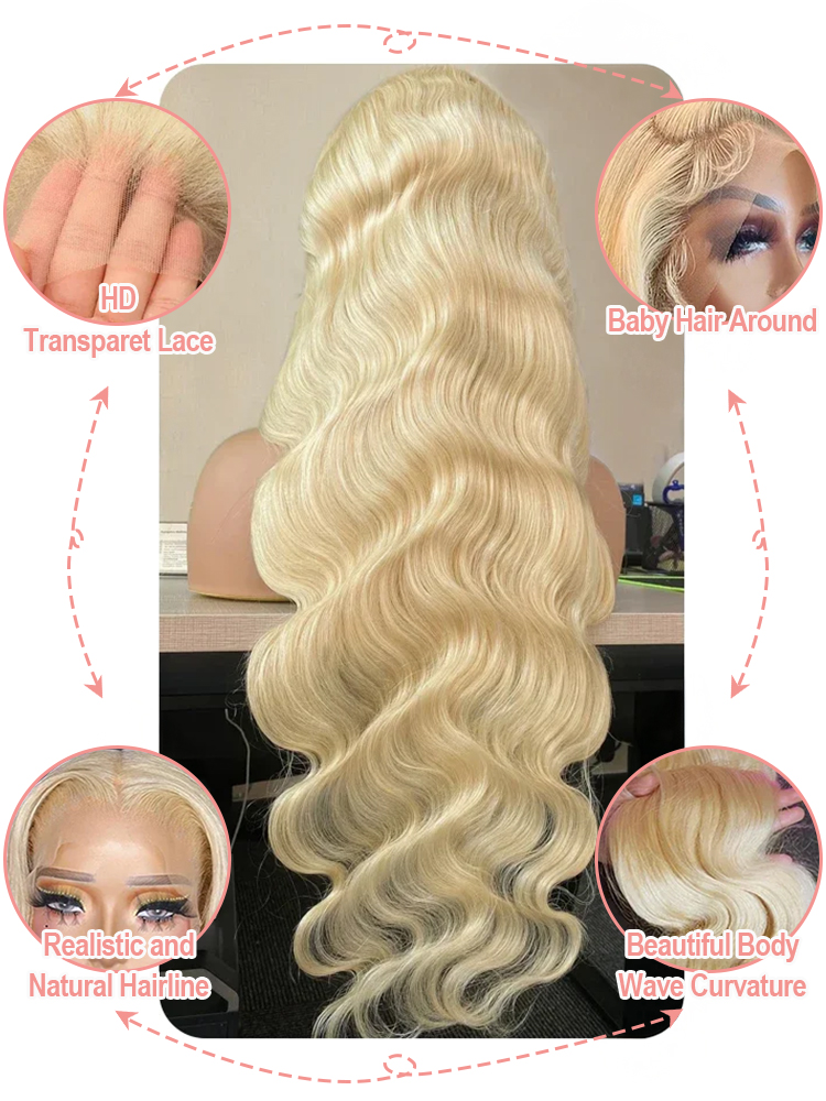 36 40 pouces, perruque en chev - 613 Blonde Body Wave Lace Front Wig avis et prix