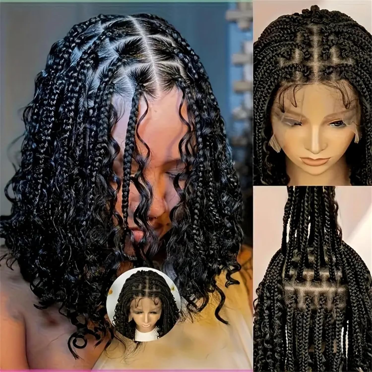 Perruque courte tressée sans n - Synthetic Braided Wigs For Black Women avis et prix