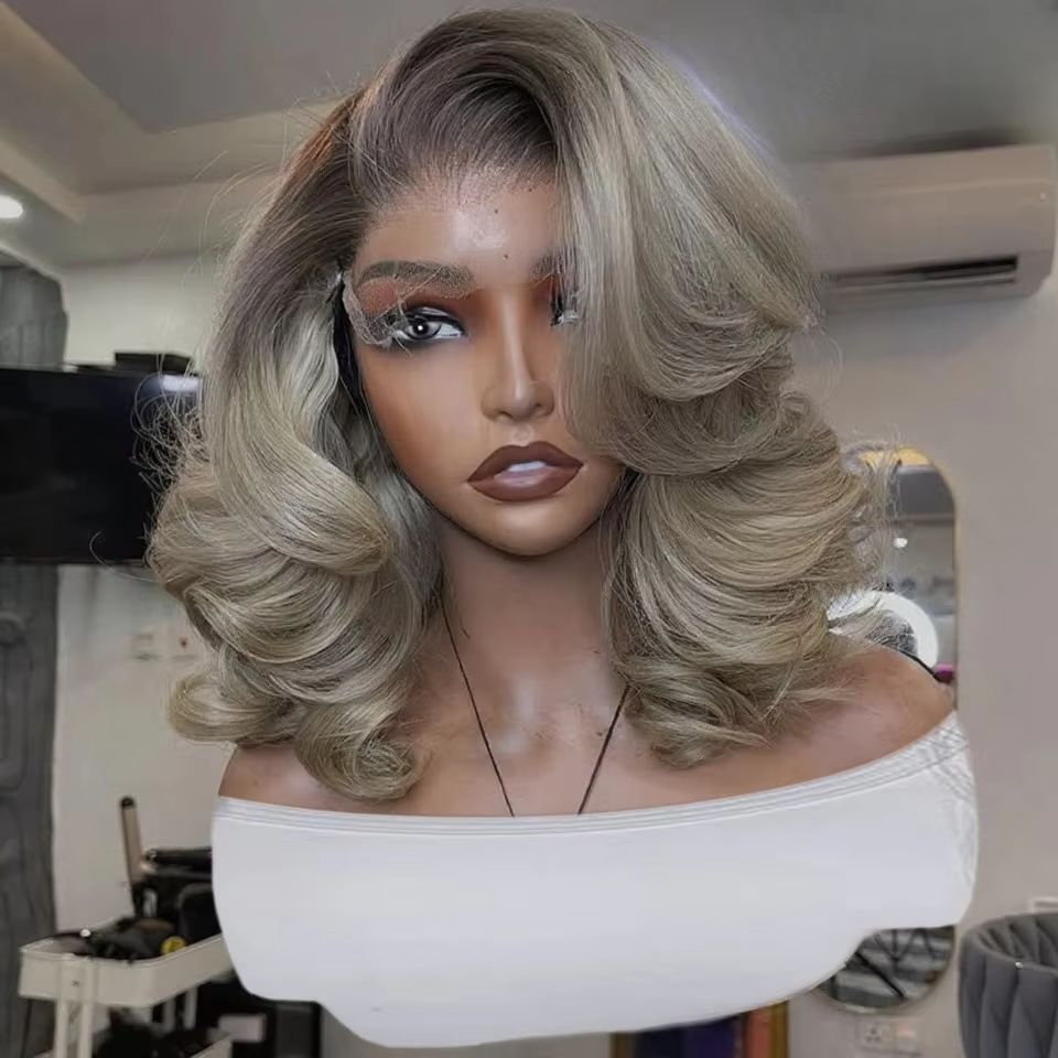 Perruque Bob Ombré Blond Cendr - Pre Parted 13X4 Lace Front Bob Wig avis et prix